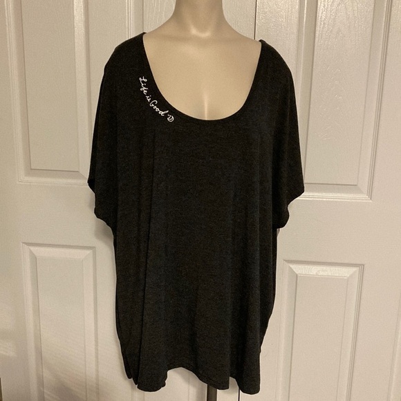 NWOT Life Is Good charcoal cap sleeve top XL - Picture 1 of 16